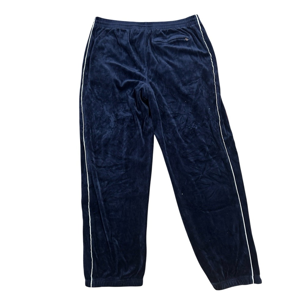 Vintage FILA Velour Track Pants Navy Blue Red Piping Size XL 90s Y2K Zip Ankle - Picture 5 of 8